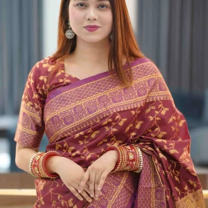 ক্লাসিক গ্ল্যামার শাড়ি ( খয়েরী কালার )